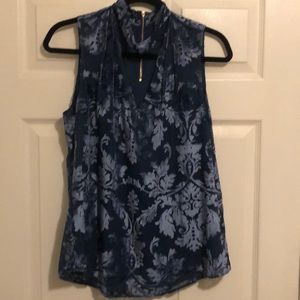 WHBM Teal velvet burn out top